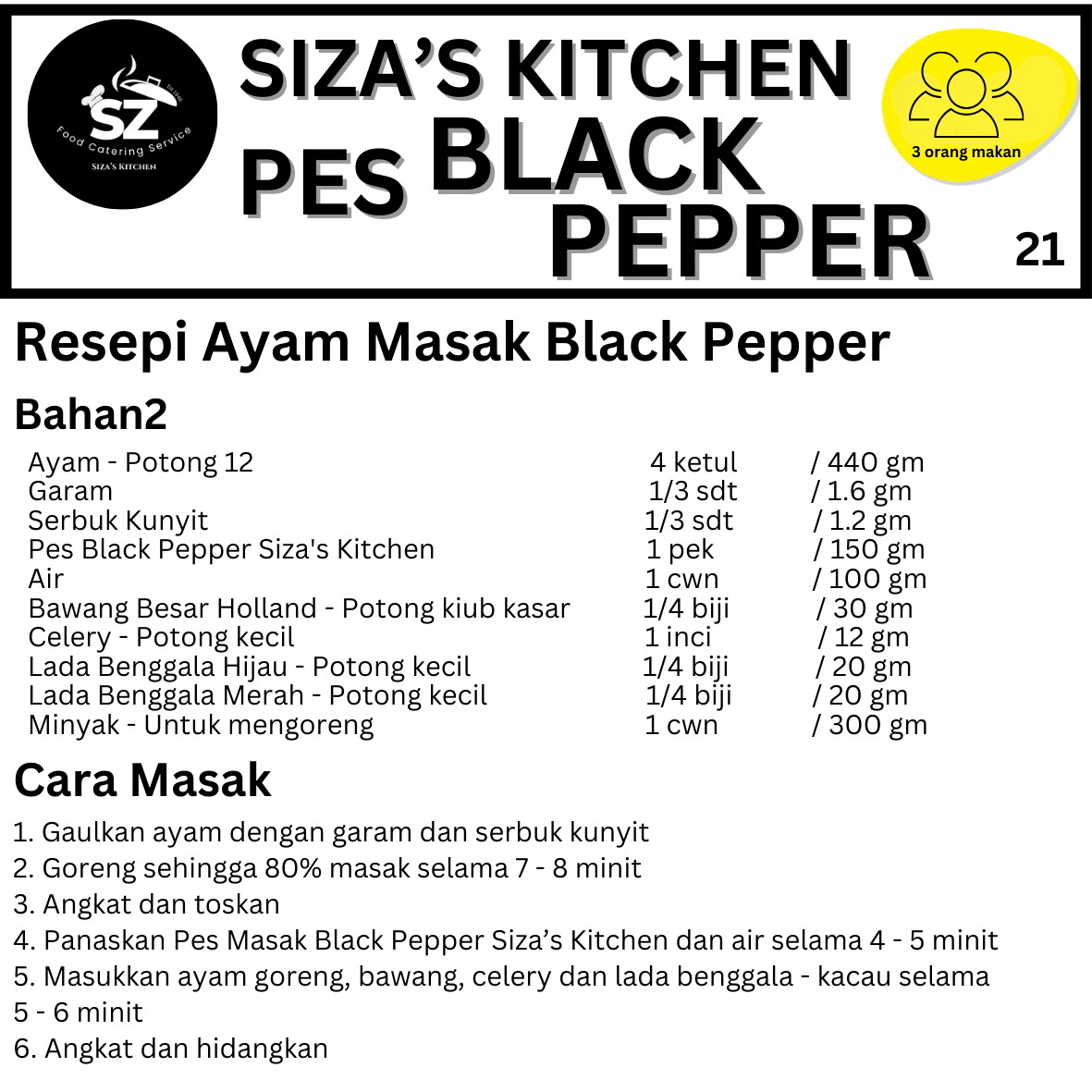 Gambar Pes Black Pepper  Ayam Siza’s Kitchen 150g 2
